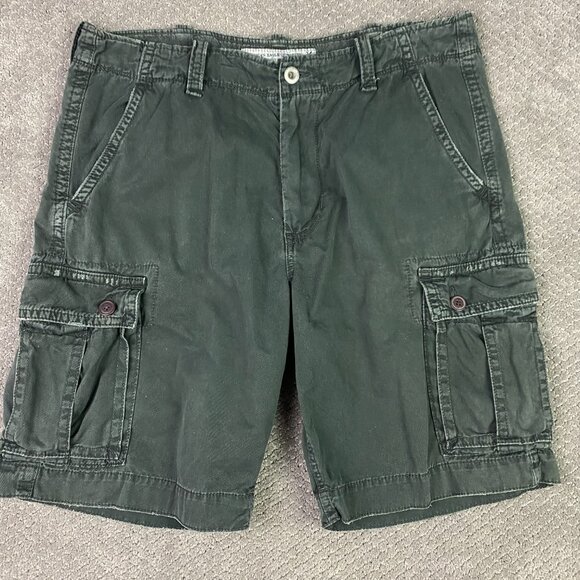 American Eagle Outfitters Classic Length Cargo Shorts Mens 38 Faded Black Cotton - Picture 1 of 10